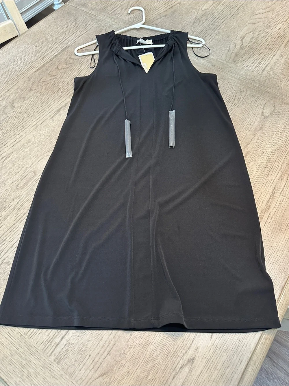 Michael Kors Black Sleeveless Drawstring Shift Dress
